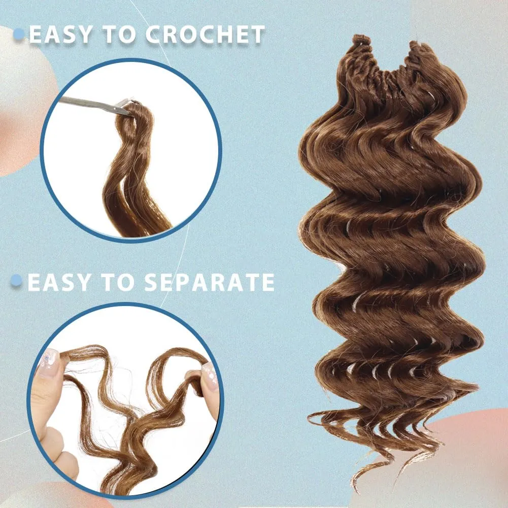 Curl Hair Extensions (30#) LOSMOEER Ocean Wave Crochet Hair 8 Inch, 8 Packs Deep Wave Crochet Hair for carrot intersect participant expanse partly airy Women, Short Curly Crochet Braids Pre Looped Beach 