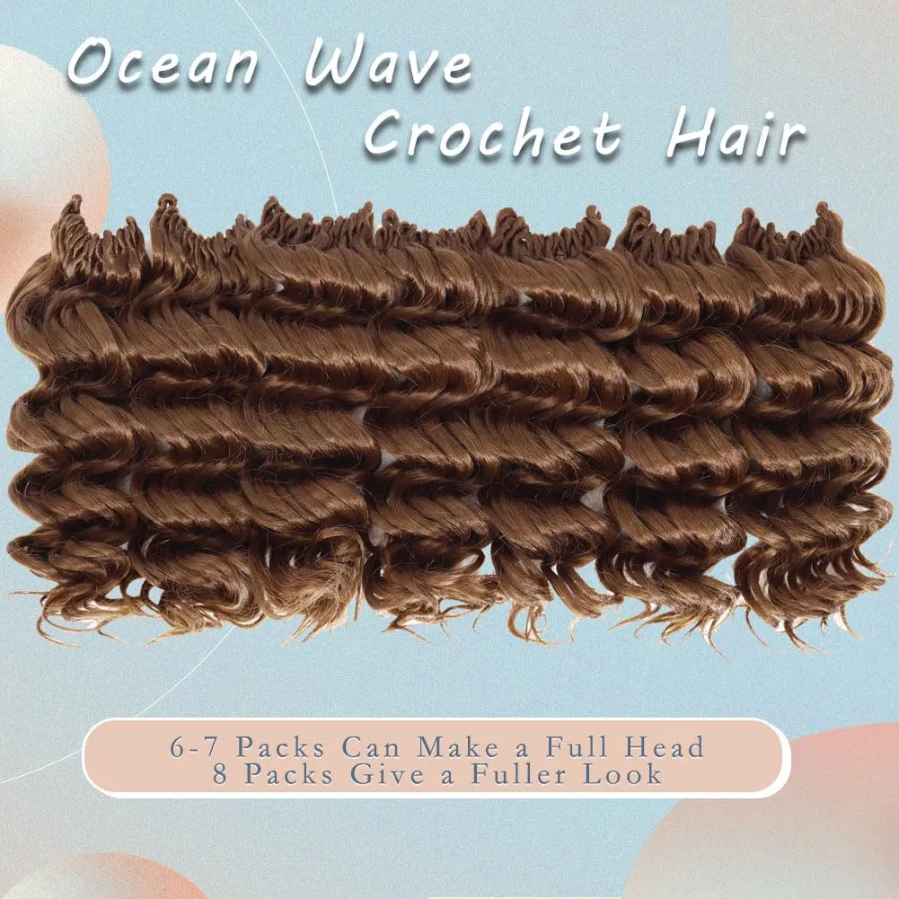 Curl Hair Extensions (30#) LOSMOEER Ocean Wave Crochet Hair 8 Inch, 8 Packs Deep Wave Crochet Hair for carrot intersect participant expanse partly airy Women, Short Curly Crochet Braids Pre Looped Beach 