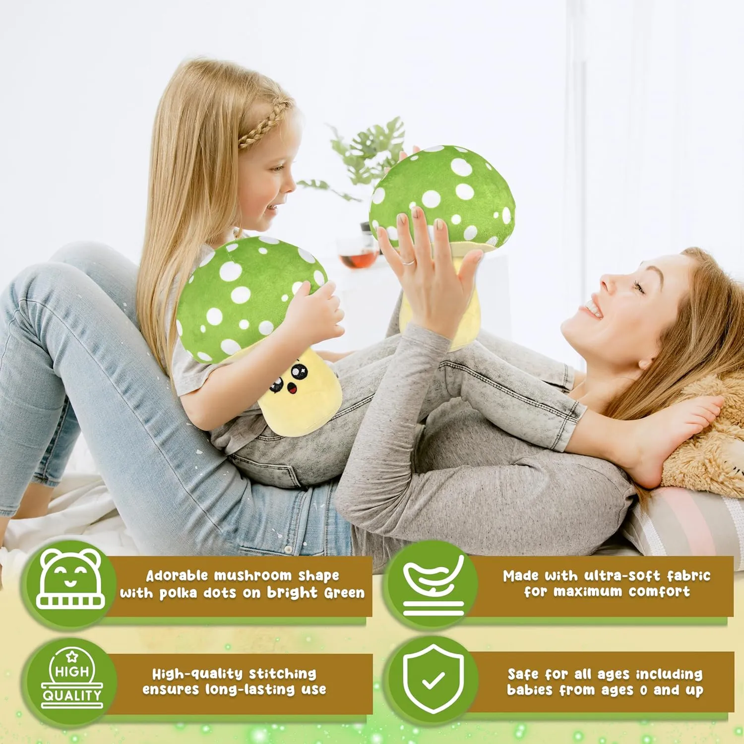 Cute Emoticon Mushroom Set for Beds and Sofas �C Plushie Toys for Kids, Home D��cor �C Ultra-Soft Stuffed notable prospect imbibe facelift Animal Gift for Girls, Boys (Green) Forest & Twelfth Mushroom Plush Pillow �C 