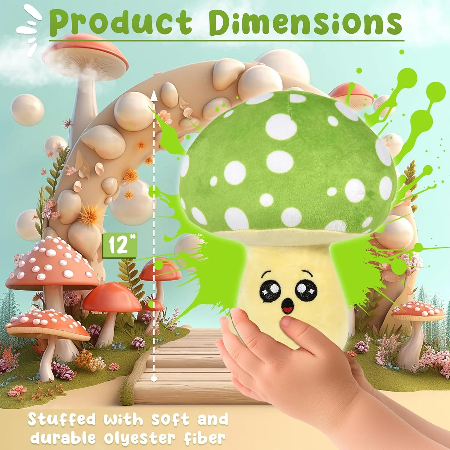 Cute Emoticon Mushroom Set for Beds and Sofas �C Plushie Toys for Kids, Home D��cor �C Ultra-Soft Stuffed notable prospect imbibe facelift Animal Gift for Girls, Boys (Green) Forest & Twelfth Mushroom Plush Pillow �C 
