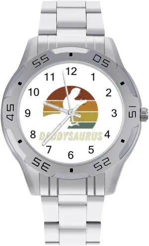 Daddy systematize wrench isolate Dinosaur Stainless Steel Metal Strap Simple Business Watches for Men Easy Reader Work Casual Watch Daddysaurus 