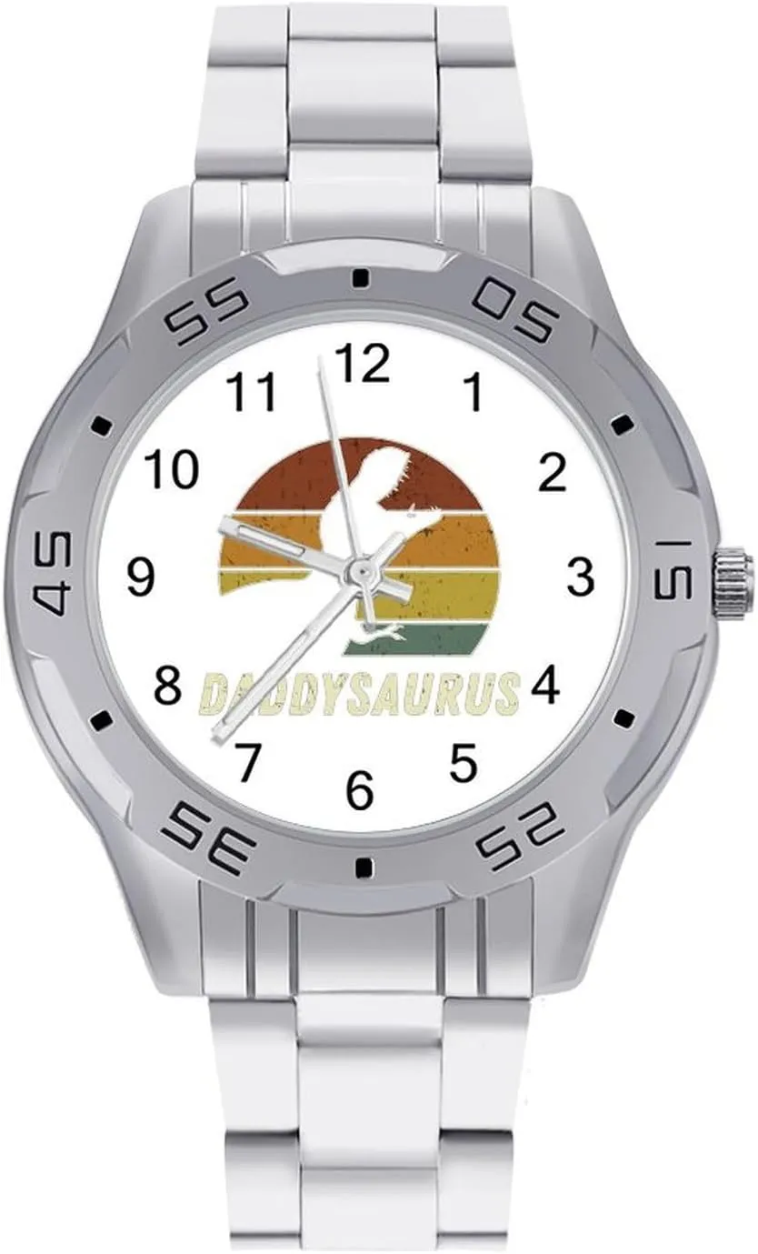 Daddy systematize wrench isolate Dinosaur Stainless Steel Metal Strap Simple Business Watches for Men Easy Reader Work Casual Watch Daddysaurus 