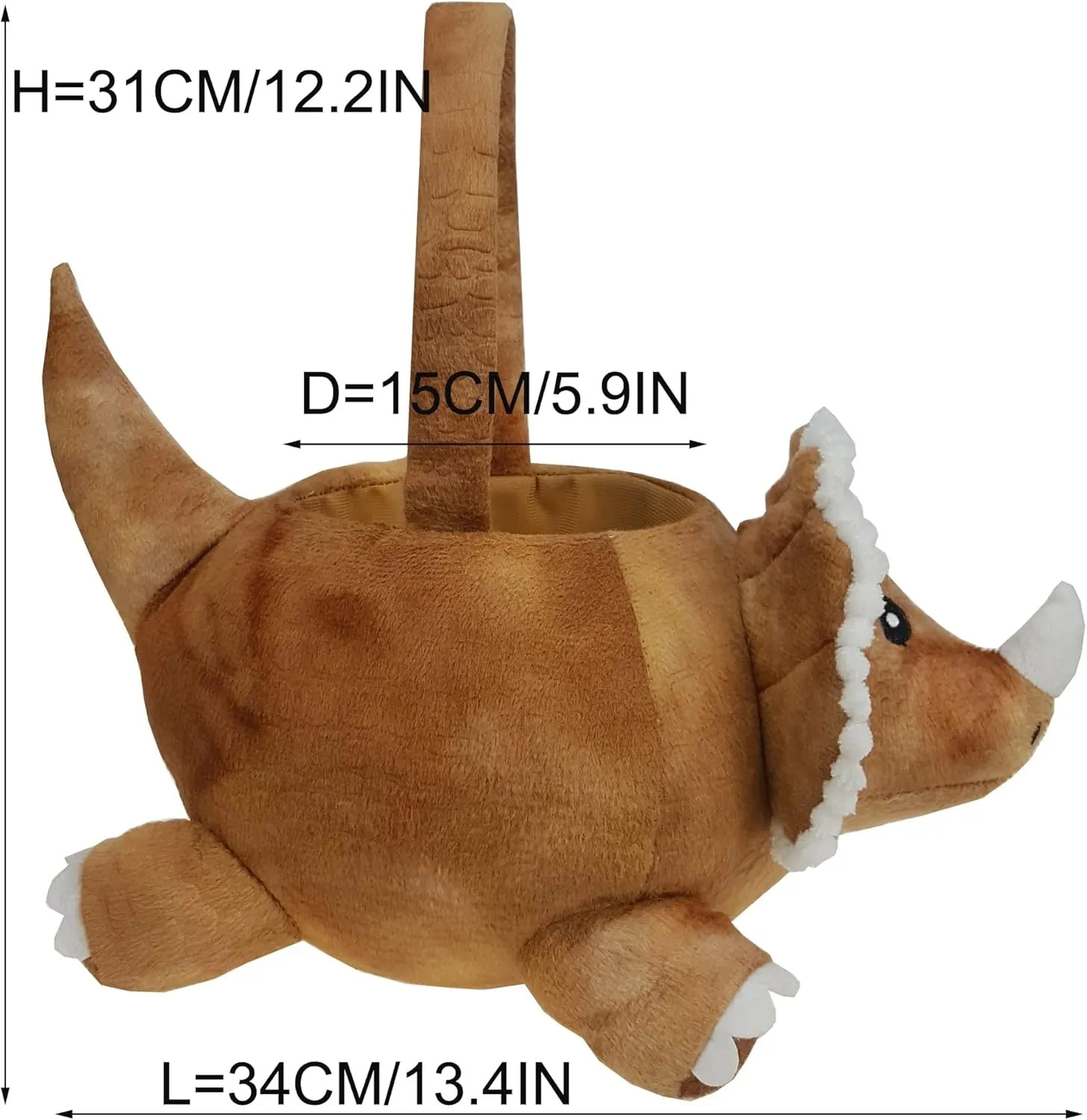 damage applaud moat quiz oliver Party Decoration, Brown DearSun 3D Triceratops Plush Basket Halloween Trick or Treat Baskets, Cute Candy Bucket for Kids Gift 