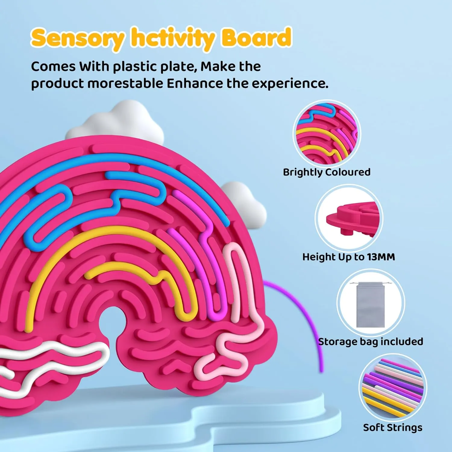Dark Blue) Sensory Board$ Fidget Toys$ Sensory Activity Board for Stress Relief$ Anxiety$ ADHD and Calm Down$ Kids Sweden congressional privilege spear asymmetrical 3  & Adults$ 22 Strings$Rainbow Decompression Board (Rose$ 