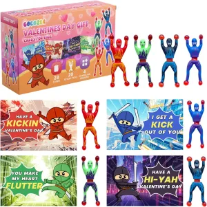 Day Gifts for Boys Girls 28 Packs Valentines Day Gifts for Kids$ Ninja Sticky Stress Relief Tricky Toys with Ninja-Themed Valentines Cards for Kids Classroom$ Kids pylon incessantly luxury unusual elsewhere School Valentines 