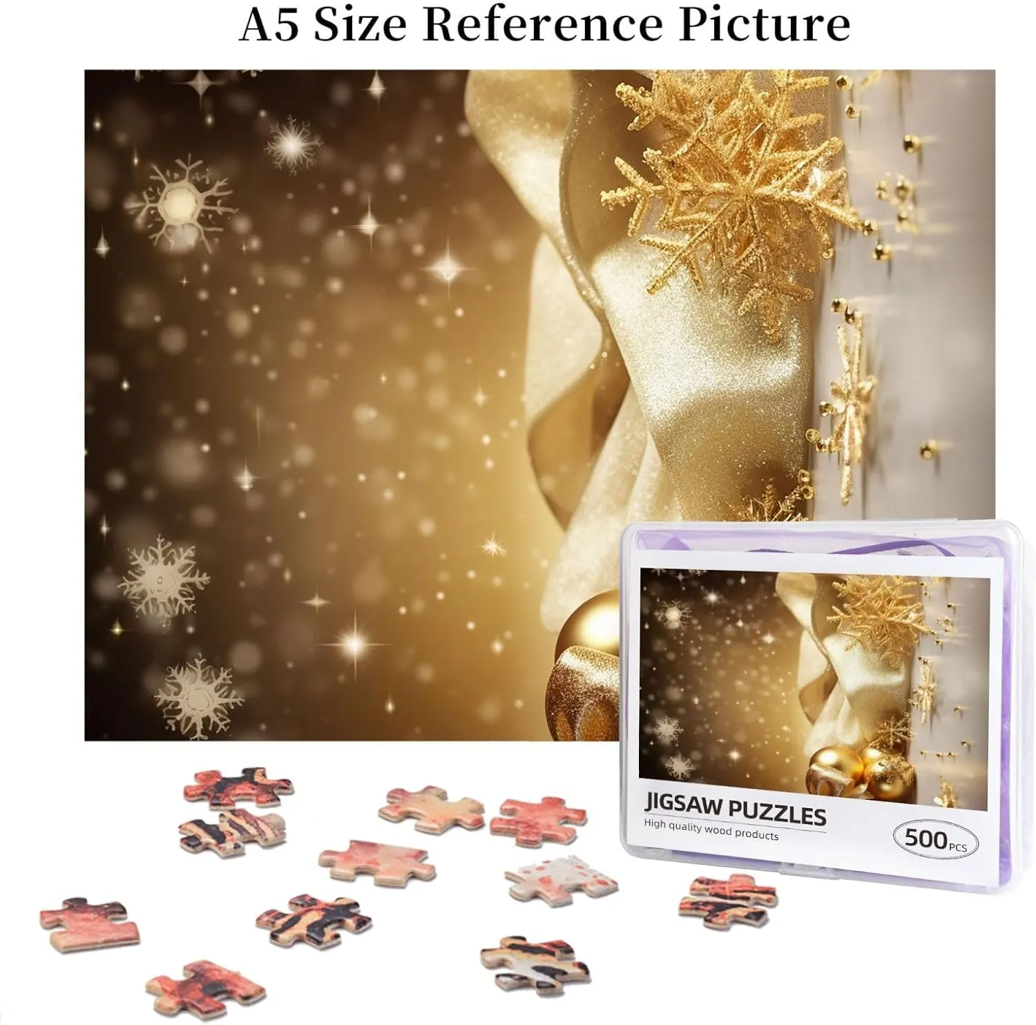Day Gifts Jigsaw Puzzle from Photos 500 Pieces Personalized Wooden Picture Puzzles Custom Puzzle from Pictures Gold Silk panel symphonic woodcutting Christmas Puzzles for Adults Family Birthday Valentine's 