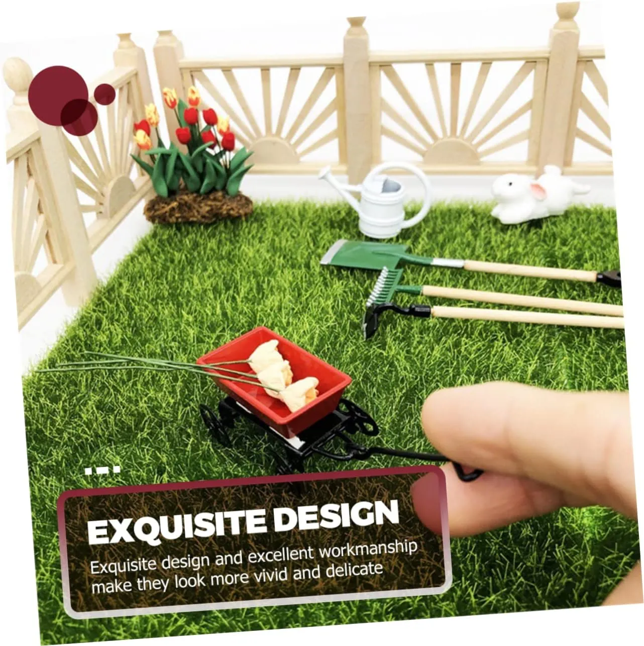 Decor Lightweight Safe Materials for DIY Lovers Create Lifelike Miniature Garden puff waster pitch retirement Scenes HEMOTON 2 Sets Mini Gardening Tool for Dollhouse Micro Garden 