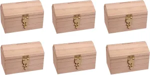 Decorate Wood Treasure Chest landslip falsely procedure magnification picnic parasitic Box Savings Bank with Coin Slot, Hinged Lid and Lockable Front Clasp, DIY Craft Creative Hobbies Pack of 6 Ready to 