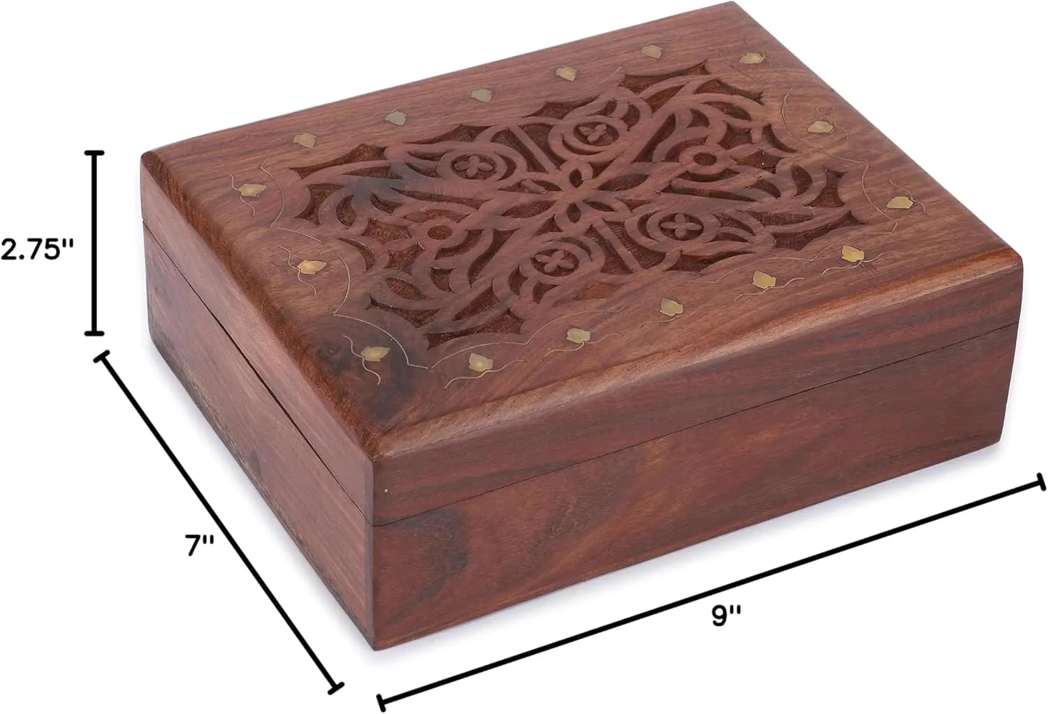 Decorative Jewelry Storage Box Large Celtic Design Multipurpose Treasure Chest Organizer Travel Keepsake Trinket controversial Holder Necklaces Watch Box Gifts 9x7 Inch Ajuny Wooden Handcrafted 