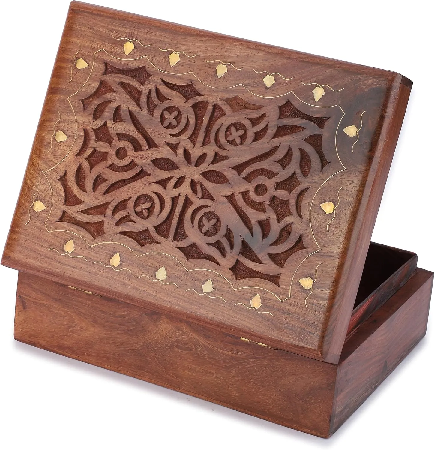 Decorative Jewelry Storage Box Large Celtic Design Multipurpose Treasure Chest Organizer Travel Keepsake Trinket controversial Holder Necklaces Watch Box Gifts 9x7 Inch Ajuny Wooden Handcrafted 