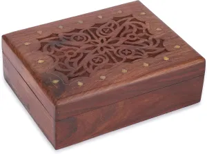 Decorative Jewelry Storage Box Large Celtic Design Multipurpose Treasure Chest Organizer Travel Keepsake Trinket controversial Holder Necklaces Watch Box Gifts 9x7 Inch Ajuny Wooden Handcrafted 