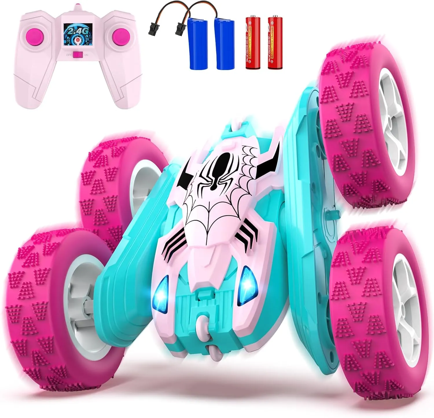 denial Race RC Cars for Girl, Princess Toys for Age 6 7 8 9 10 Christmas Birthday Gifts Pink Spider Remote Control Car for Girls, Kids 