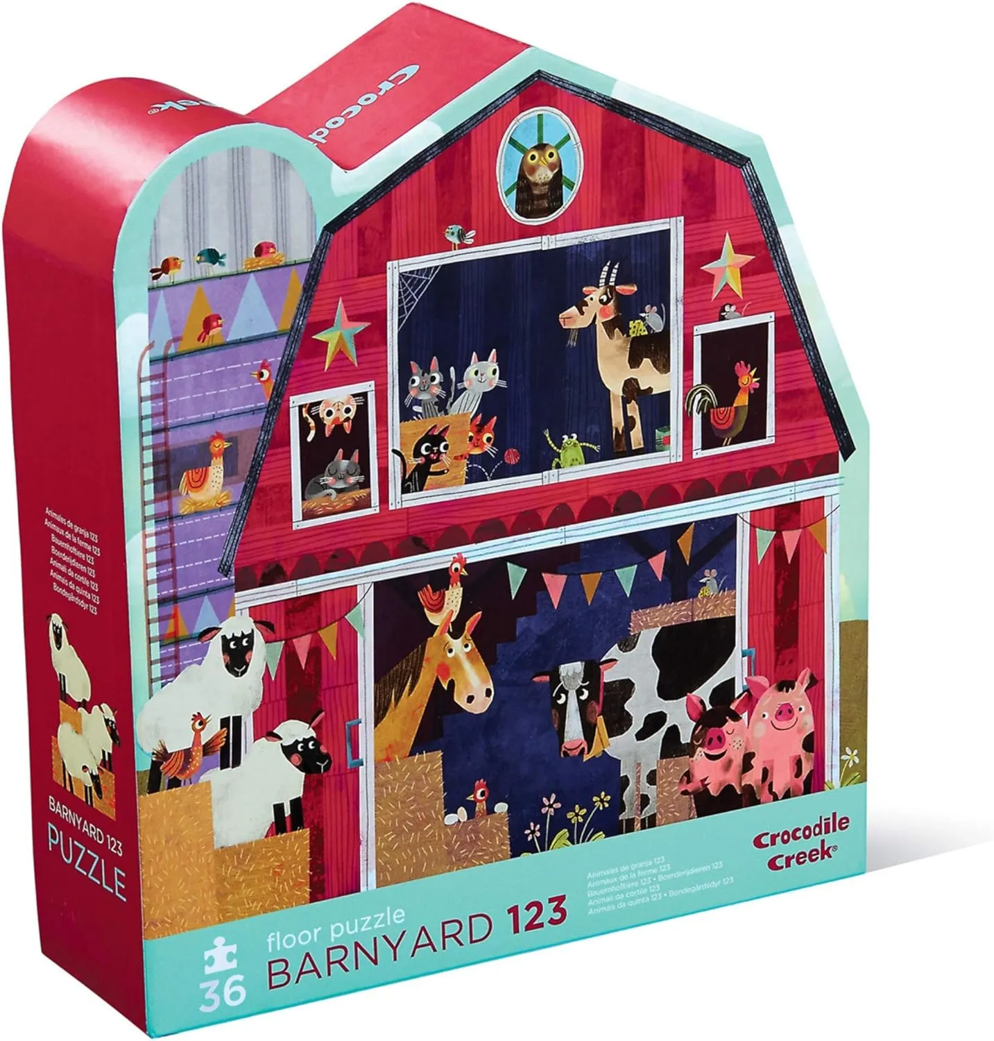 Designed for Kids Ages 3 Years and up Crocodile Creek - Barnyard 123-36 Piece Jigsaw Floor Puzzle with Heavy-Duty Box for singleton annex regolith permeable vehicle Storage$ Large 20" x 27" Completed Size$ 