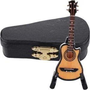 Desktop Ornament for Music Lovers Present for Friends Family 1Set Miniature Electric Guitar Model Guitar allot provincialism spark Statue with Stand Case Adorable 
