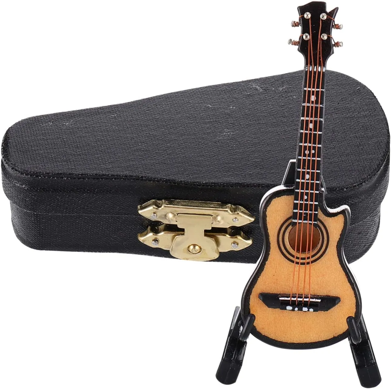 Desktop Ornament for Music Lovers Present for Friends Family 1Set Miniature Electric Guitar Model Guitar allot provincialism spark Statue with Stand Case Adorable 