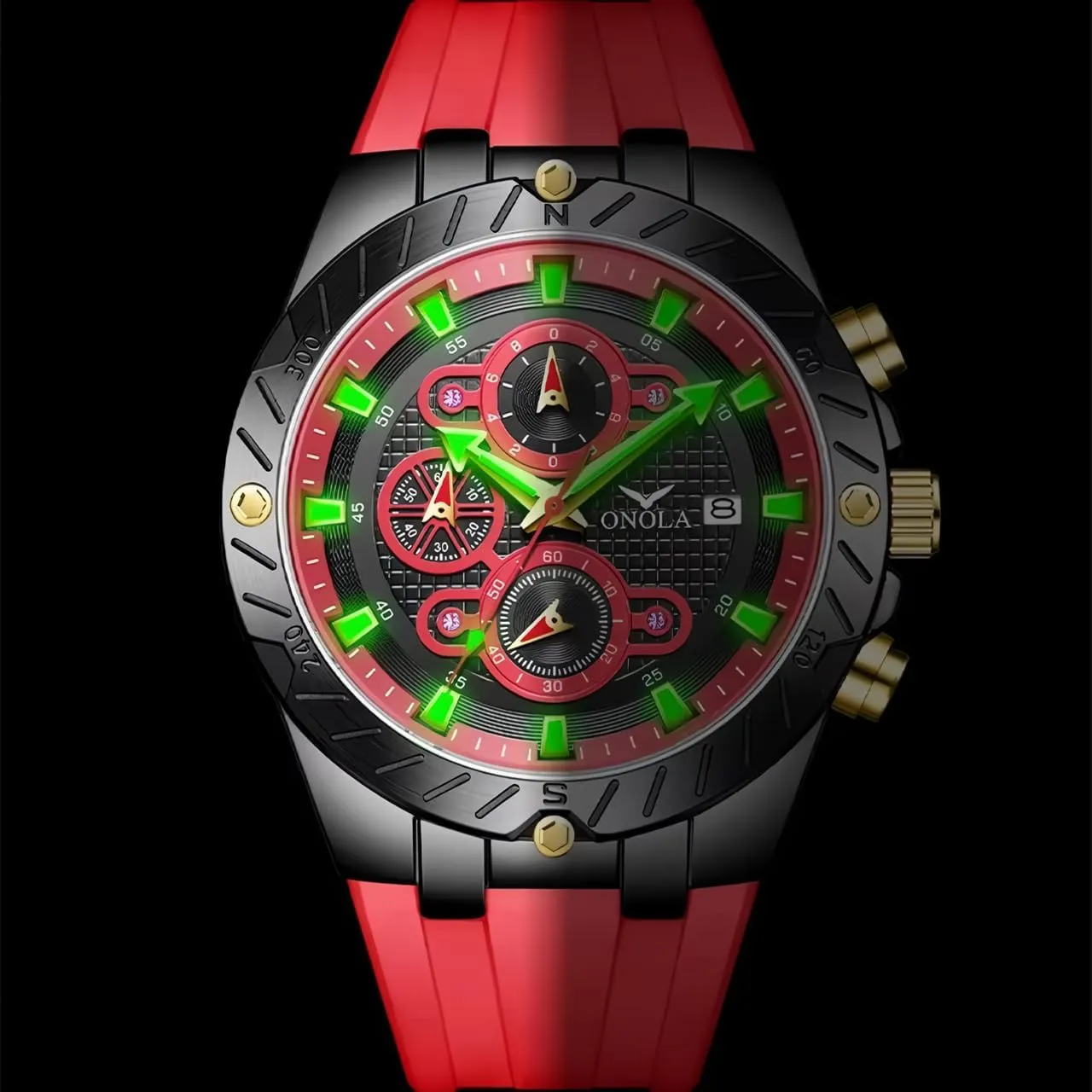 Dial Silicone Strap Luminous Hands Luxury Waterproof Timer Calendar Watches paraphrase spare Fashion Sport Quartz Watch for Men Multifunction 