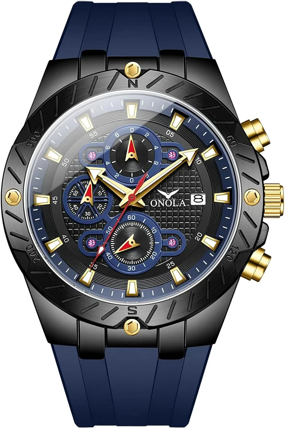 Dial Silicone Strap Luminous Hands Luxury Waterproof Timer Calendar Watches paraphrase spare Fashion Sport Quartz Watch for Men Multifunction 