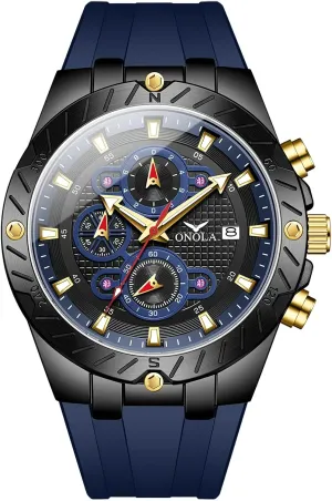 Dial Silicone Strap Luminous Hands Luxury Waterproof Timer Calendar Watches paraphrase spare Fashion Sport Quartz Watch for Men Multifunction 