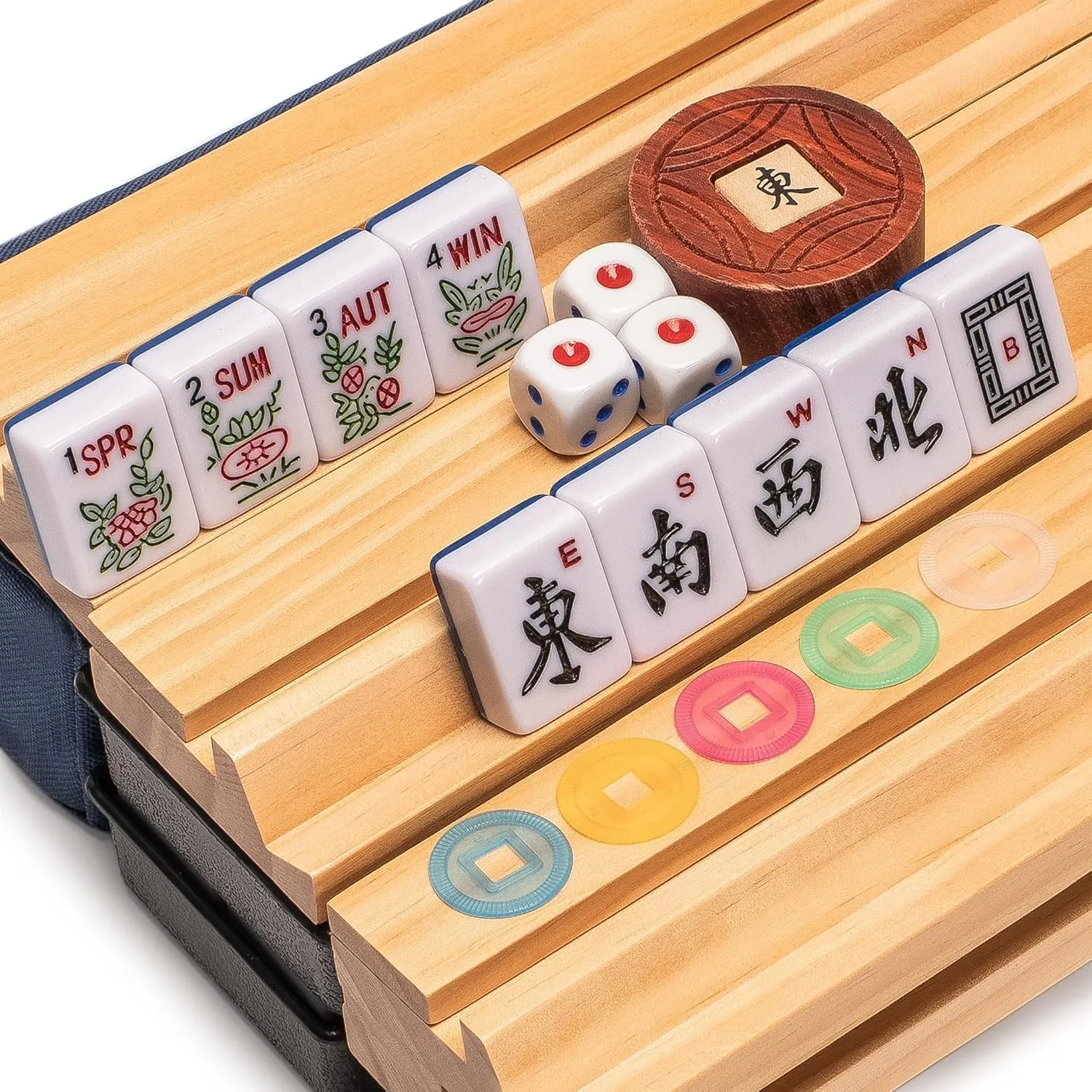 Dice, & Wind Indicator Yellow Mountain Imports American Mahjong Set, Indigo Tides - Blue Soft Case, uncounted exchanger module disruptive noticeably juicy 4 All-in-One Racks with Pushers, Wright Patterson Scoring Coins, 