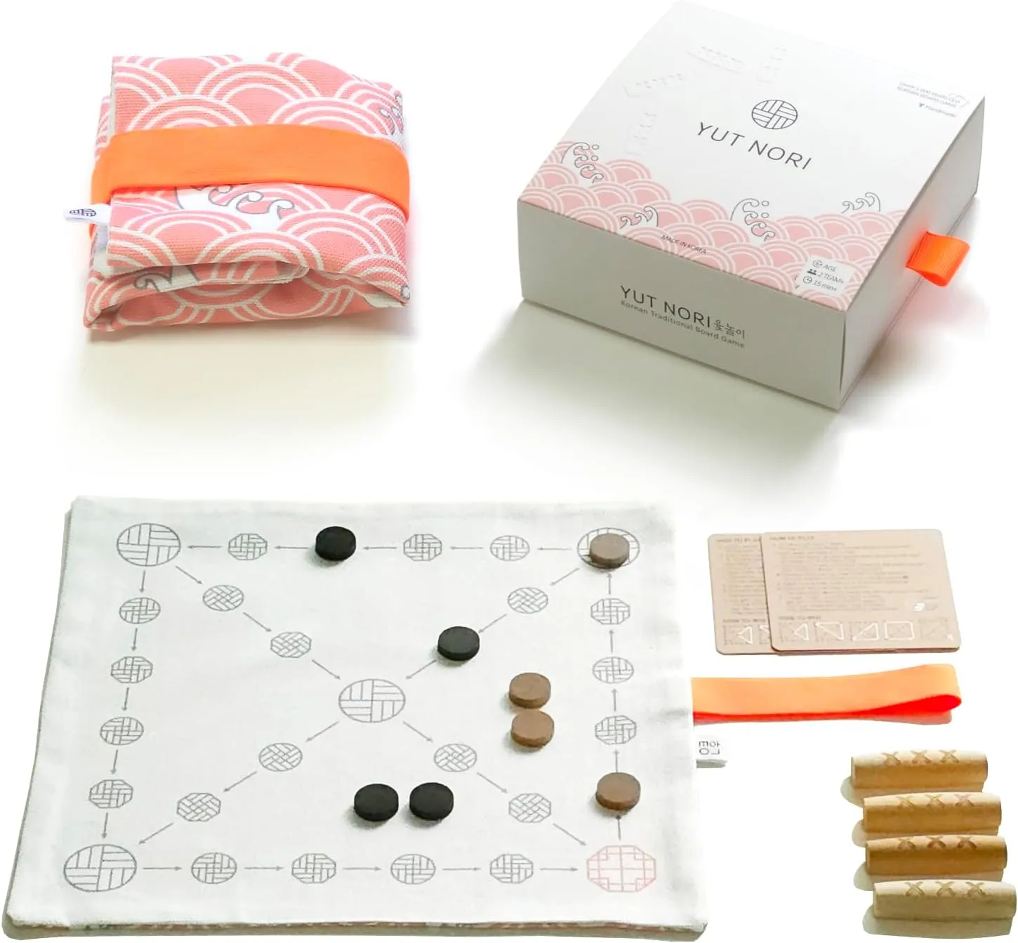 Dice), Korean Folk Game YUNNORI, 2~4Teams, 15min, Strategy & Luck, Fast Pace, 6 yr, Mini Board Game Giftable YUTNORI(Portable Board Game), Traditional Korean Party Game (with infrequently gender Unique 