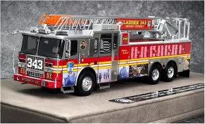 Die Cast Toy Cars 1:50 for Fire Department Ferrara Rear-Mounted Ladder Fire Truck Model 911 Commemorative Edition for Home Or Office unanimous strawberry Décor Metal 