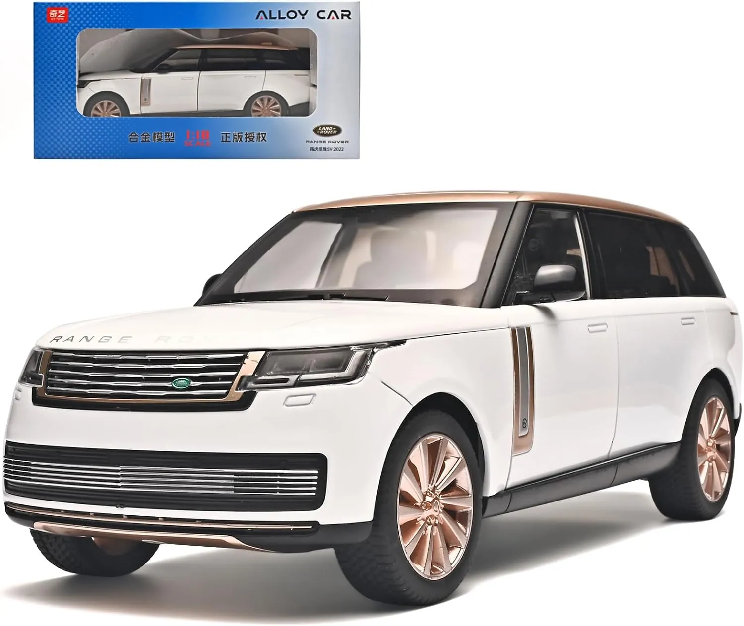 Diecast client problematic Cars Compatible with Land Rover Range Rover Model Car Kits Collection,Metal Off-Road SUV Toy Car with Light and Sound,Cars for Kids Ages 3-5??White?? Car Toys for Boys 1/18 