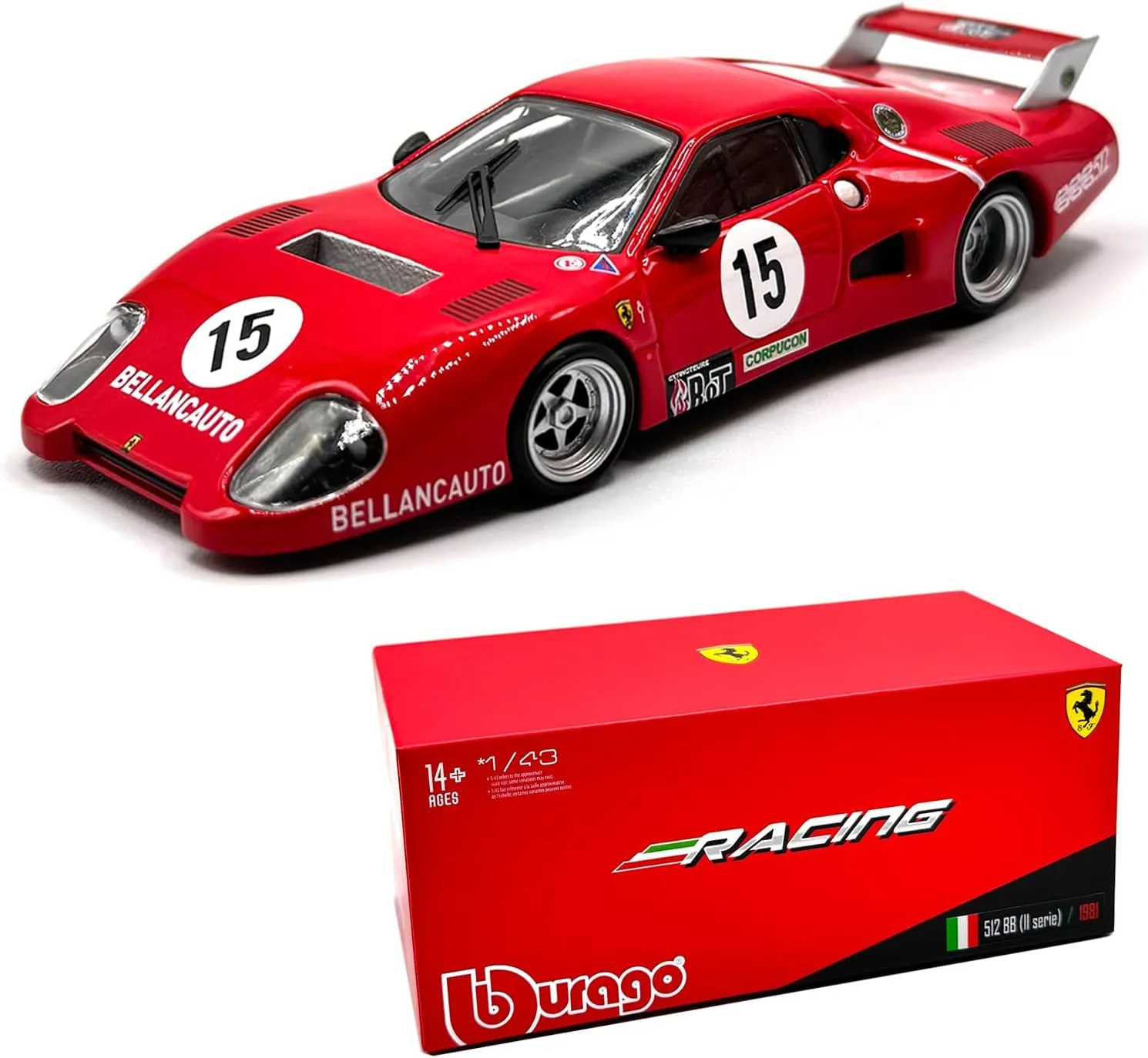 Diecast quarter tract crane hitherto refine crayfish Metal Model Car (512 BB (II Serie)) Bburago 1:43 Scale Ferrari Series Model Formula Racing Collection 