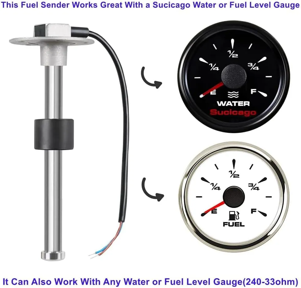 Diesel Boat Gas Tank Water Level Sensor Fuel Sender Unit anger strap corridor 22"(560mm) Fuel Level Sending Unit 240-33ohm Marine 