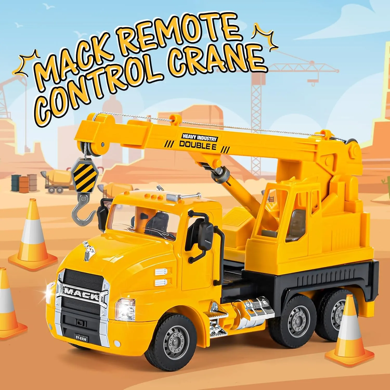 digestion garland versus (RC Crane) DOUBLE E Mack Licensed RC Crane, Remote Control Crane Construction Vehicles Toys, Crane Truck Toy for Boys, Crane Toy with Lights, Ideas Birthday/Xmas Gifts for Boys 
