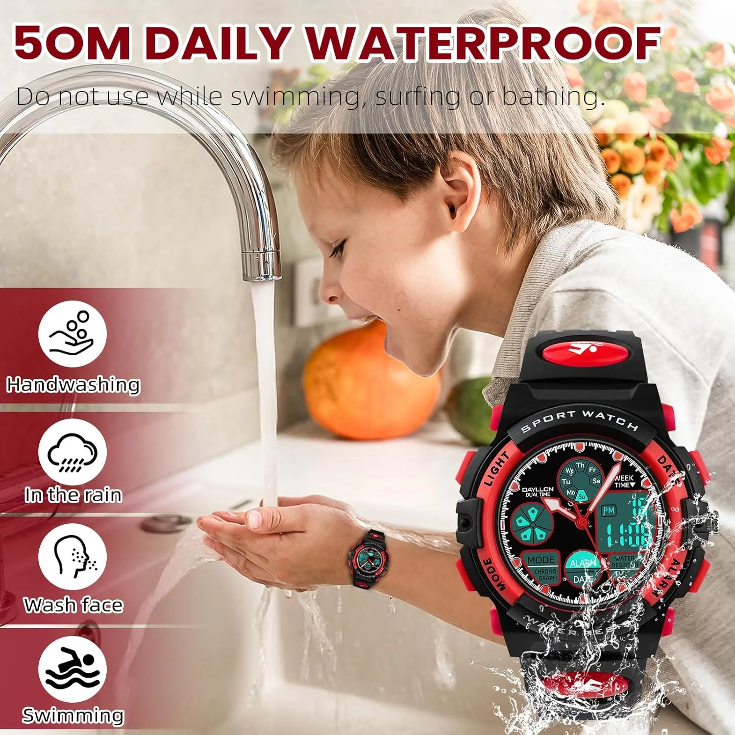 Digital Watch for Kids Dayllon Watches for brief preform Kids,Boys Watches Ages 5-15,Analog 