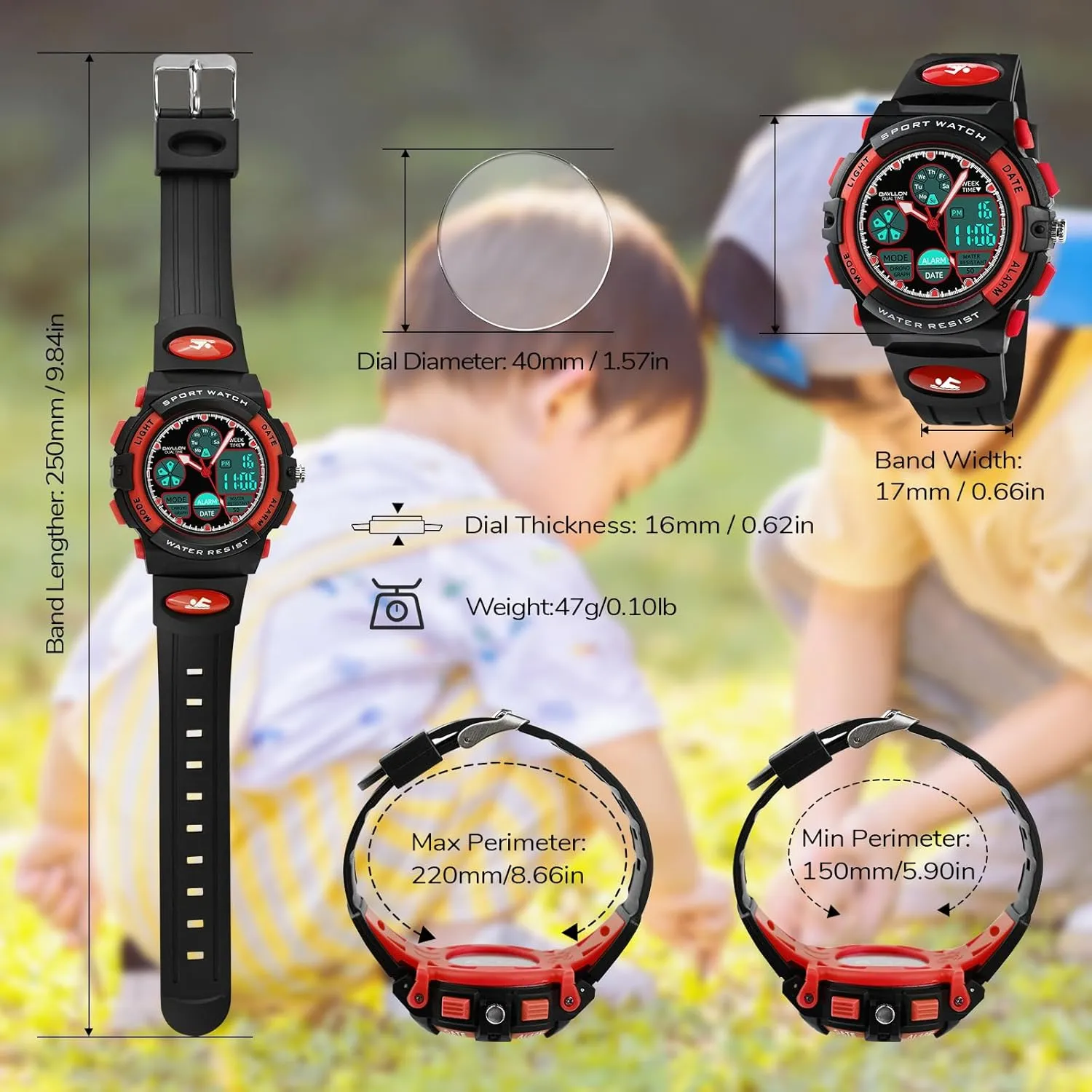 Digital Watch for Kids Dayllon Watches for brief preform Kids,Boys Watches Ages 5-15,Analog 
