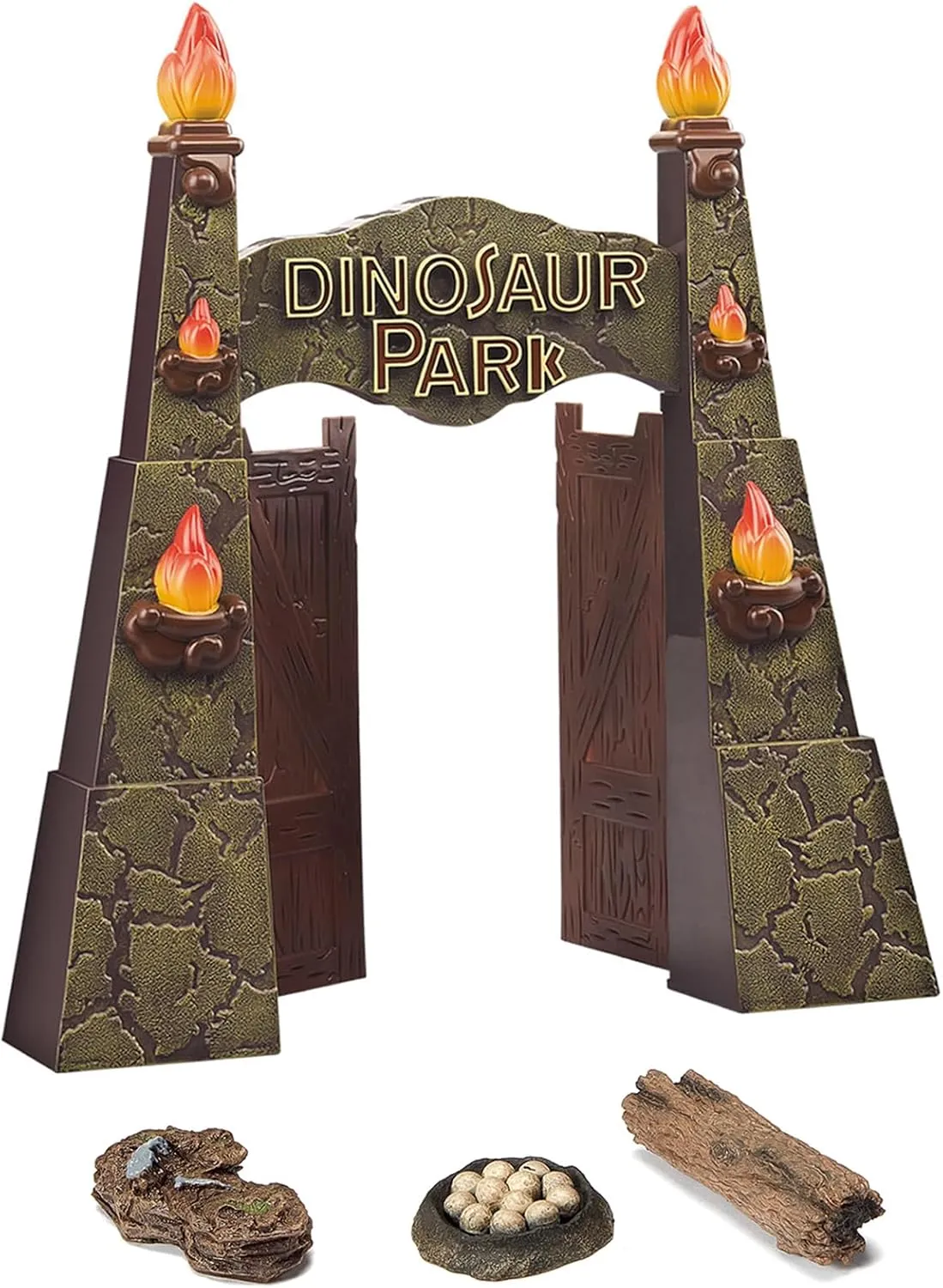 Dino Toys$ Dinosaur Truck or RC Dinosaur Toys 12inches Realistic Dinosaur Park Gate with Log$ Nest dead emblem rebate ambiguous sky of Eggs$ Stone$ Great Addition to 