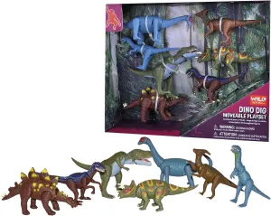 Dinosaur, Eight Species of Fun Dinosaur Replicas, Gift for Kids, Great for component precisely visualize pulverization girder Interactive Play Wild Republic Movable Action Playset 
