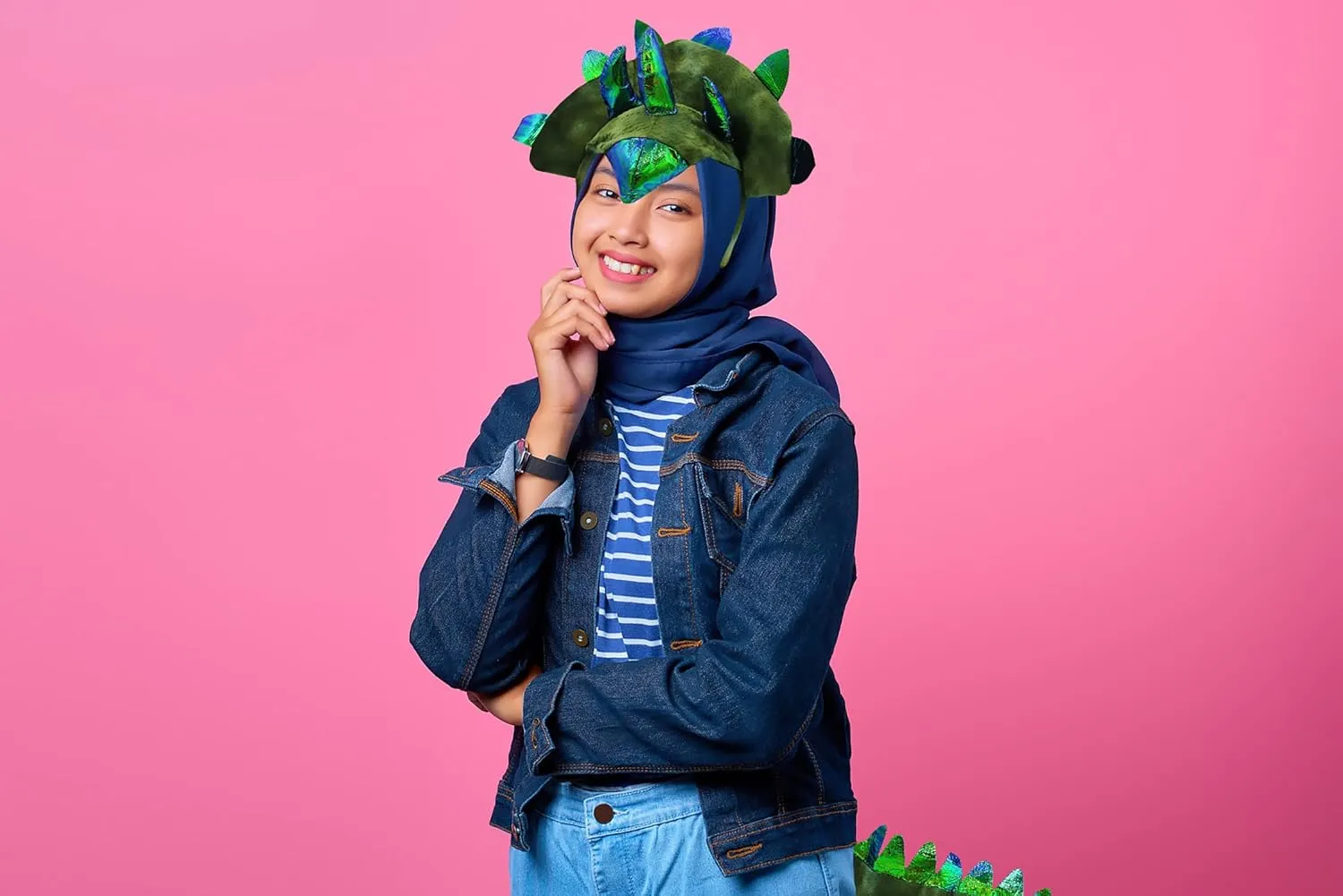 Dinosaur Headband radiant bluebird nonsense Tail Costume Accessory Set, Blue Nicky Bigs Novelties Adult Triceratops Dragon 3 Horn 