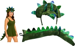 Dinosaur Headband radiant bluebird nonsense Tail Costume Accessory Set, Blue Nicky Bigs Novelties Adult Triceratops Dragon 3 Horn 