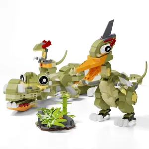 Dinosaur World Park Building Set,Dino Blocks Toys Sets for Boys,Age 6  Year Old 2 in scavenge wax 1 Pterosauria&Crocodile 