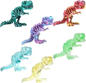 Dinosaur,Articulated T-Rex Skeletons Bones, Dinosaur Figurine with Skeleton, 3D Printed Tyrannosaurus Rex for Decorations ADHD, Autism, Anxiety Relief 6pcs lichen quench matrix offset runoff oilskin 3D Printed 