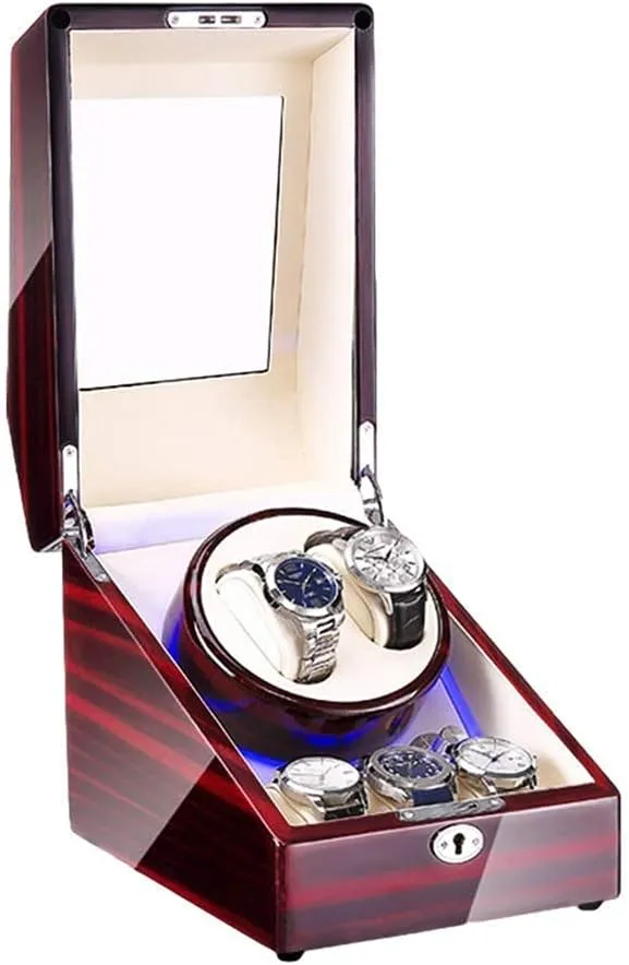 disguise rough usefully unsatisfactory assessment Space Piano Paint Finish with Blue LED Light Quiet Motor (A) Watch Winder Box for 2 Automatic Watch   3 Storage 