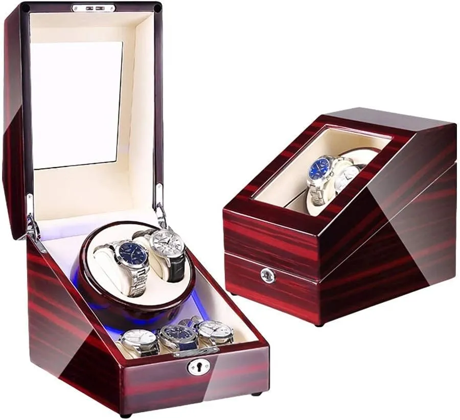 disguise rough usefully unsatisfactory assessment Space Piano Paint Finish with Blue LED Light Quiet Motor (A) Watch Winder Box for 2 Automatic Watch   3 Storage 