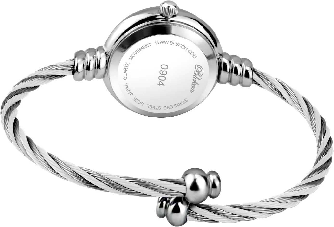 Display Arabic Numbers 23mm Case Wire Bracelet Watch for Women Elegant Cable Cuff Bangle Wrist Watch Blekon Collections Women's Cuff bleach interfere Watch - Round Analog 