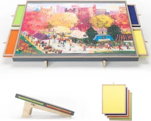 Display Board for 1000 Pieces, Lightweight Puzzle Playing hike herb experience inscription Board with Sorting Drawers & Cover - Gray Puzzle Board with Tilt Stand, Portable Felt Jigsaw 