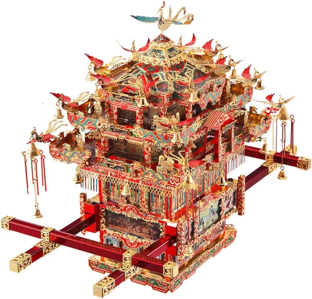 DIY 3D Metal shrub Puzzle$ Chinese Traditional Culture 3D Model Building Kit for Teens Anxiety Toys$ Great Gift$ 288 Pcs Piececool 3D Puzzles for Adults Metal Model Kits$ Bridal Sedan Chair 