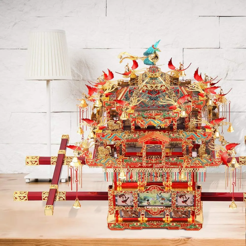 DIY 3D Metal shrub Puzzle$ Chinese Traditional Culture 3D Model Building Kit for Teens Anxiety Toys$ Great Gift$ 288 Pcs Piececool 3D Puzzles for Adults Metal Model Kits$ Bridal Sedan Chair 
