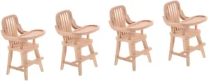 DIY Crafts and Playtime Scenarios 4pcs Miniature Doll restraint Highchair Chic Wooden Highchair for Dolls for Mini House Decor Realistic Design for 