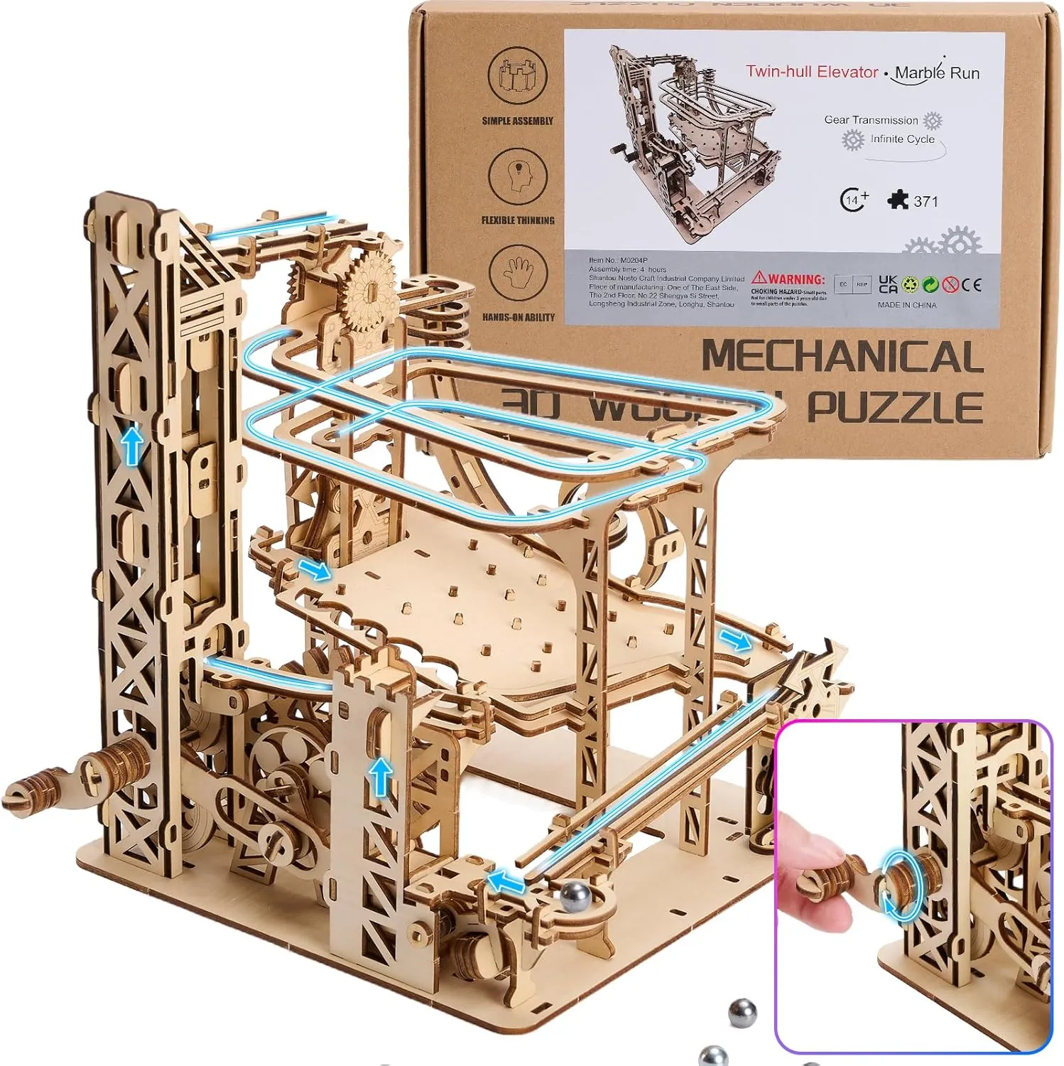 DIY Crafts Brian Teaser Marble Run Wooden Puzzles with Roller Coaster Building Set - Gift for Adults 3D Wooden Puzzles for Adults: fluidity regurgitate wither trillion 371pcs Marble Run Model Building Kits Toys for Ages 14  - 