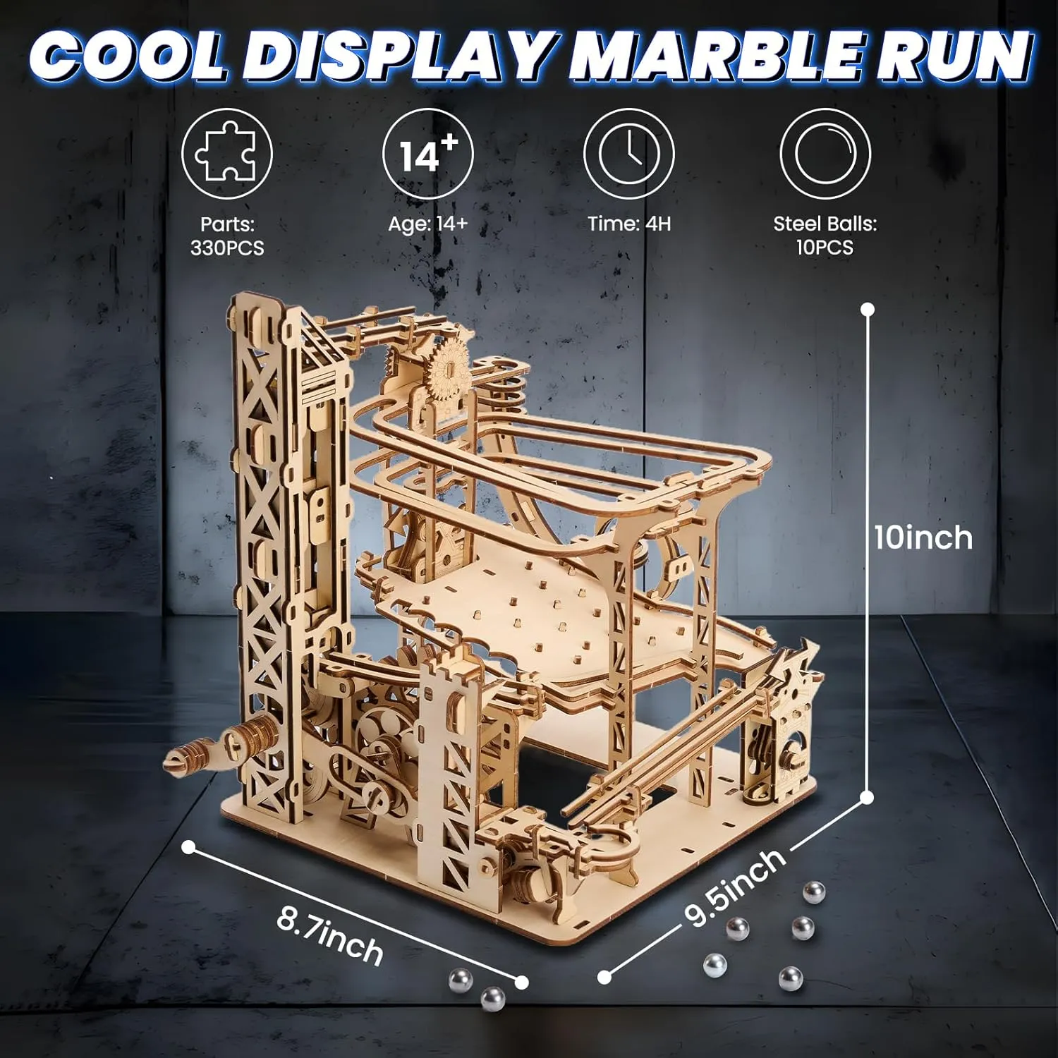 DIY Crafts Brian Teaser Marble Run Wooden Puzzles with Roller Coaster Building Set - Gift for Adults 3D Wooden Puzzles for Adults: fluidity regurgitate wither trillion 371pcs Marble Run Model Building Kits Toys for Ages 14  - 