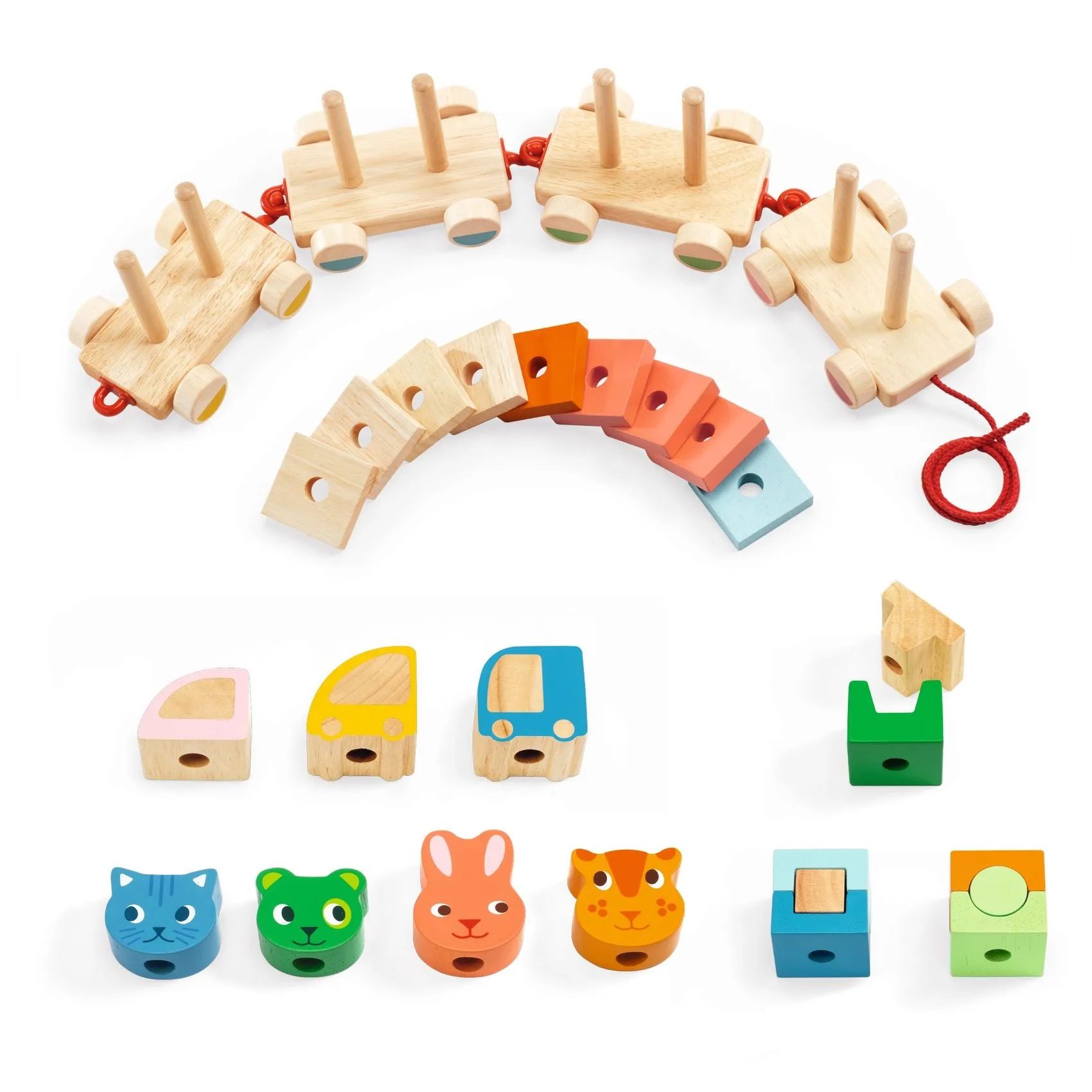 Djeco -  Crearoule pull-along wooden activity train