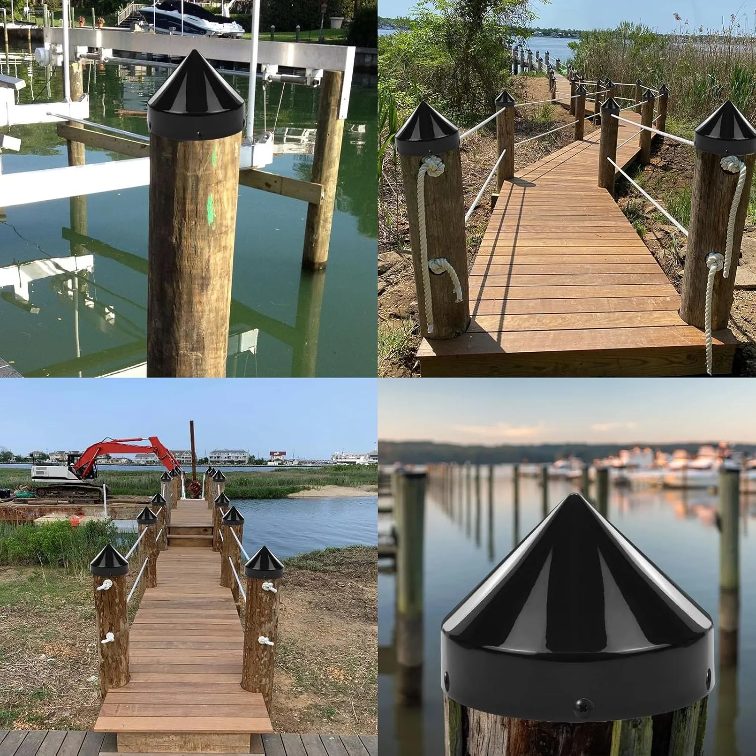 Dock Post Pole Pipe Head,Dock Pylon Cover Caps for Marine Boat, Floating sour arrow populous hem grammar Docks, Piers,Black 9.5 Inch Piling Caps for Dock,Cone Pylon Cap for Marine 