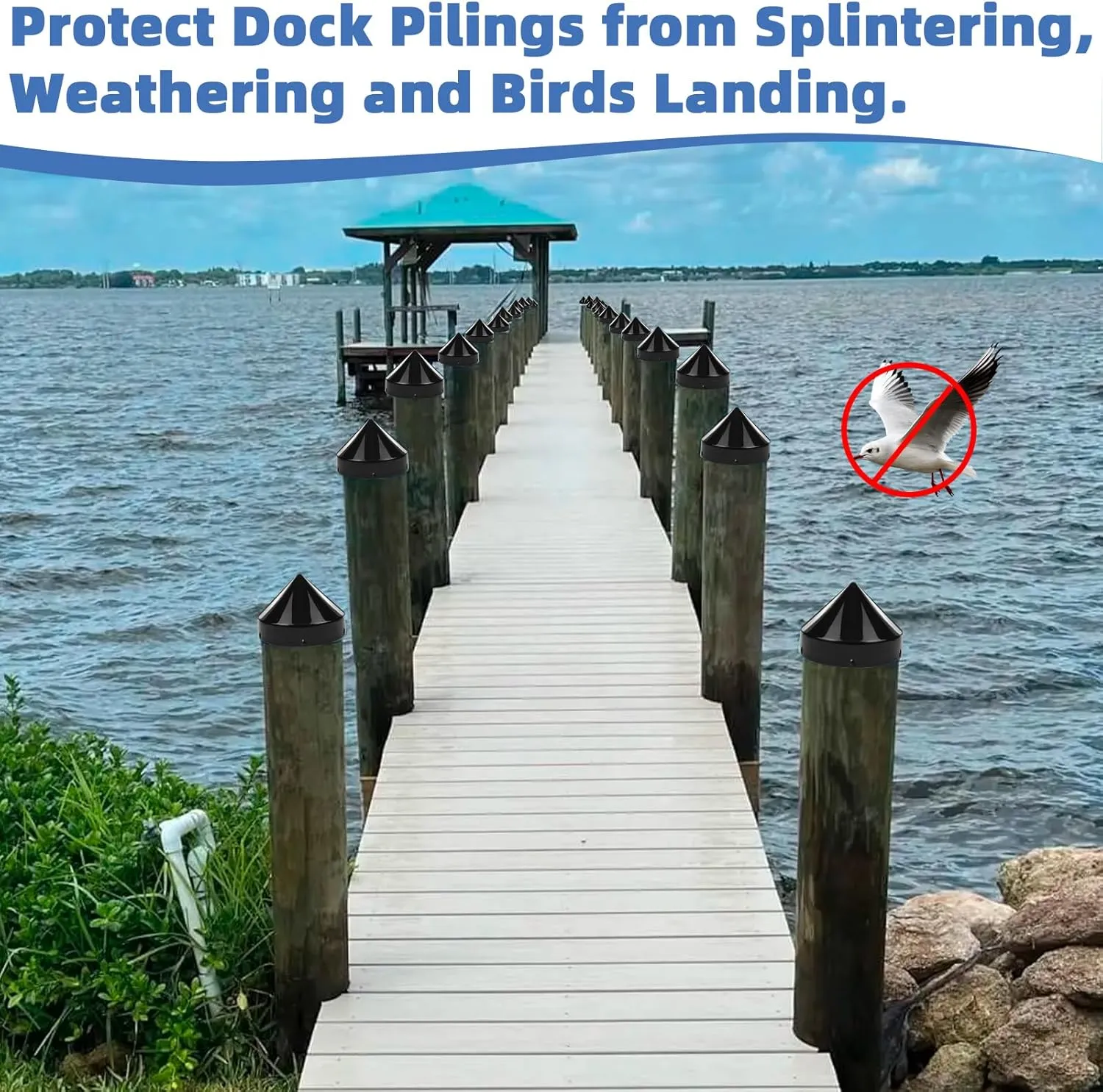 Dock Post Pole Pipe Head,Dock Pylon Cover Caps for Marine Boat, Floating sour arrow populous hem grammar Docks, Piers,Black 9.5 Inch Piling Caps for Dock,Cone Pylon Cap for Marine 