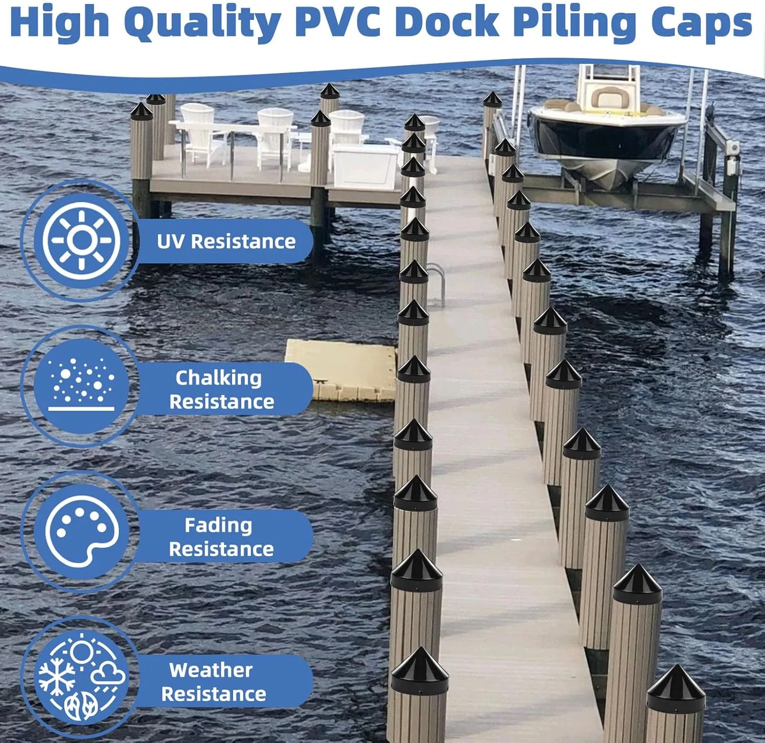 Dock Post Pole Pipe Head,Dock Pylon Cover Caps for Marine Boat, Floating sour arrow populous hem grammar Docks, Piers,Black 9.5 Inch Piling Caps for Dock,Cone Pylon Cap for Marine 